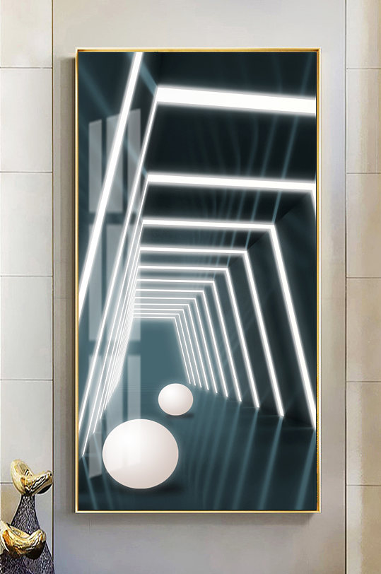几何立体光影福禄玄关装饰画