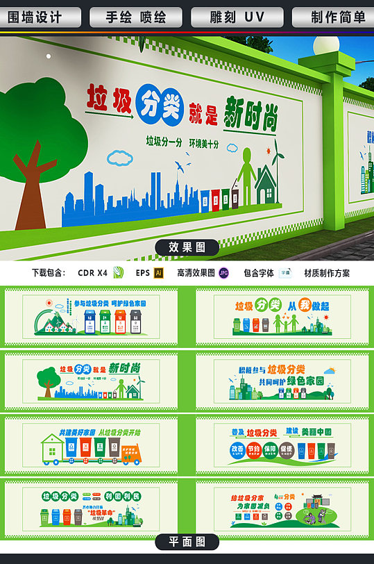 垃圾分类围墙画墙绘-众图网