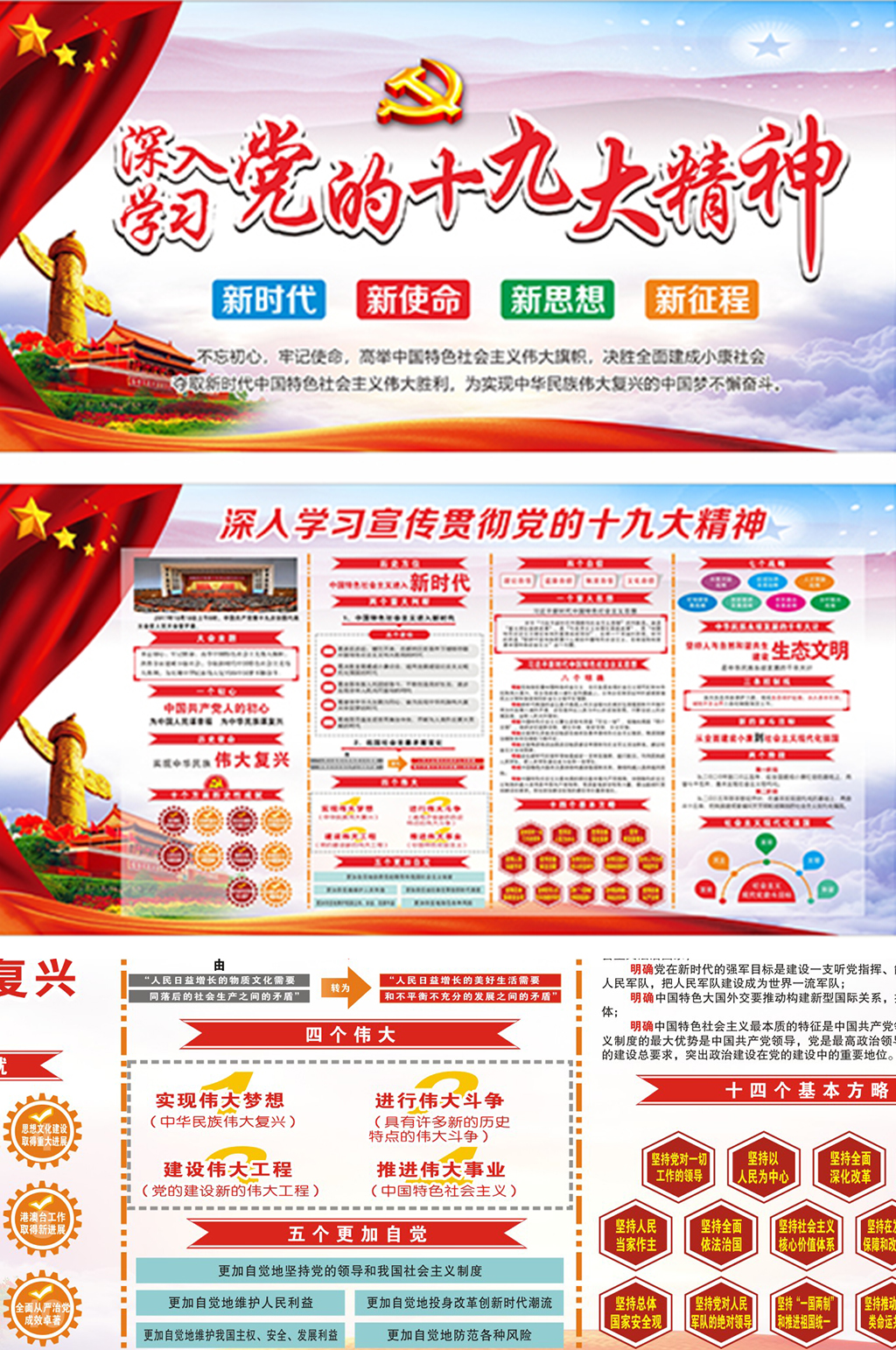 深入学习党的十九大展板素材