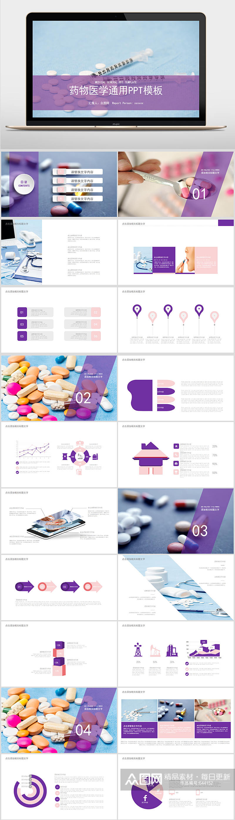 医学医疗医药用品工作总PPT模板素材