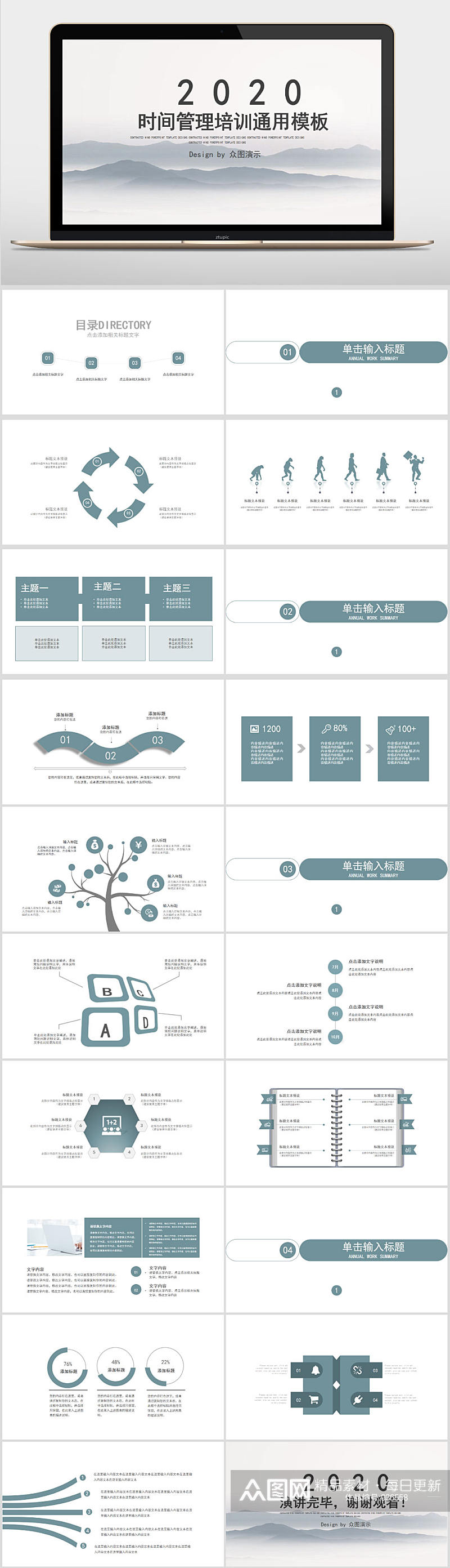 时间管理技巧企业培训人力资源PPT模板素材