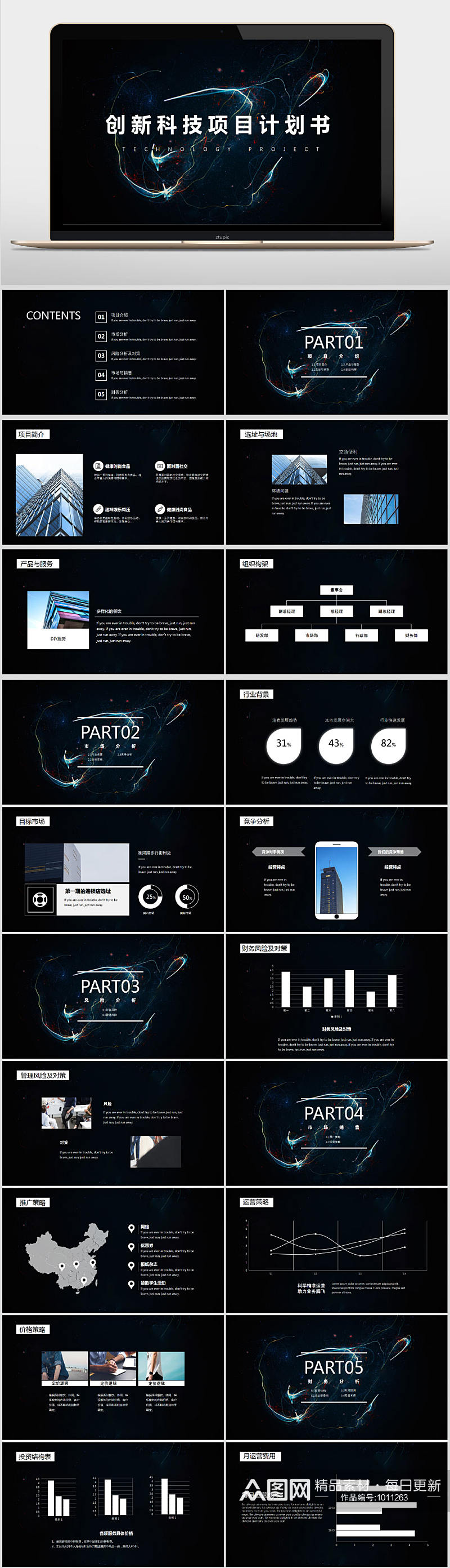 创新科技商业项目计划书ppt模板素材
