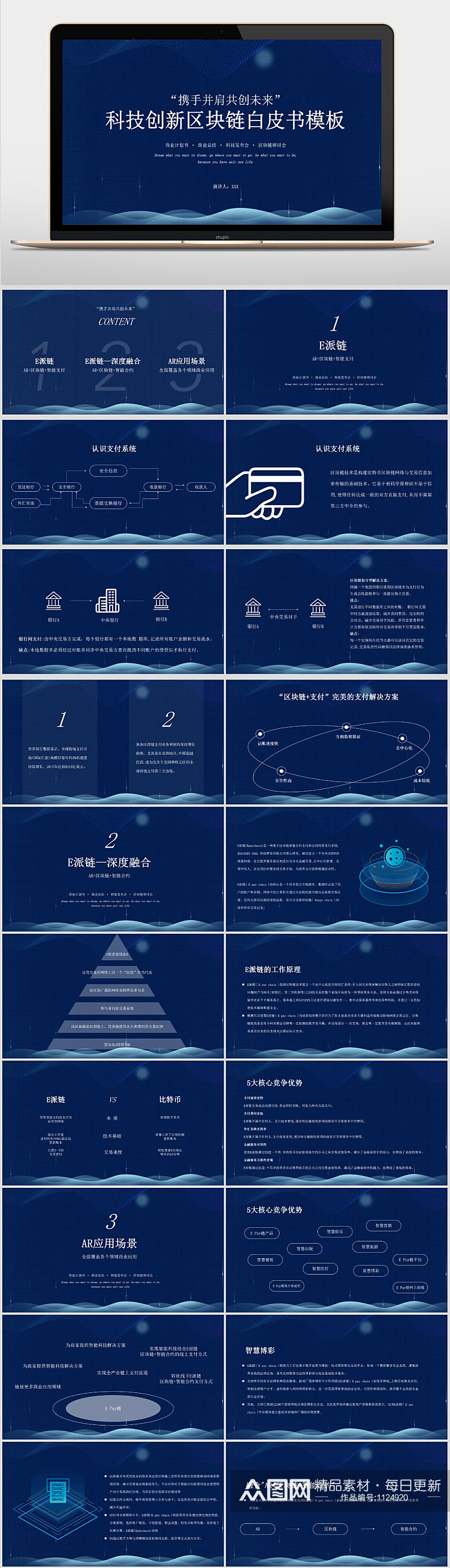 科技创新区块链白皮书PPT模板素材