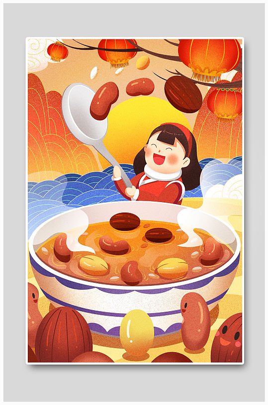 中国节气腊八插画