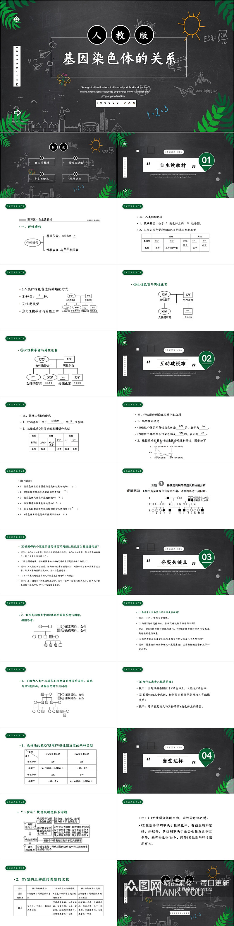 简约黑板11年级生物课件PPT模板素材