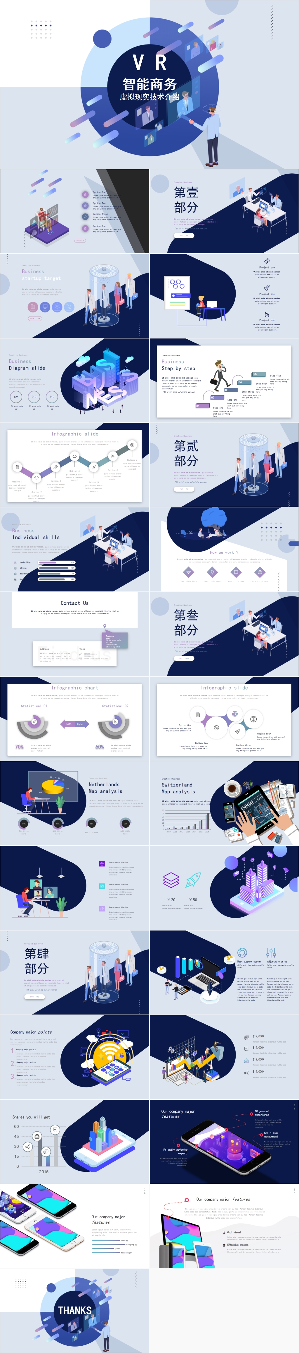 VR智能商务虚拟现实技术介绍PPT模板素材
