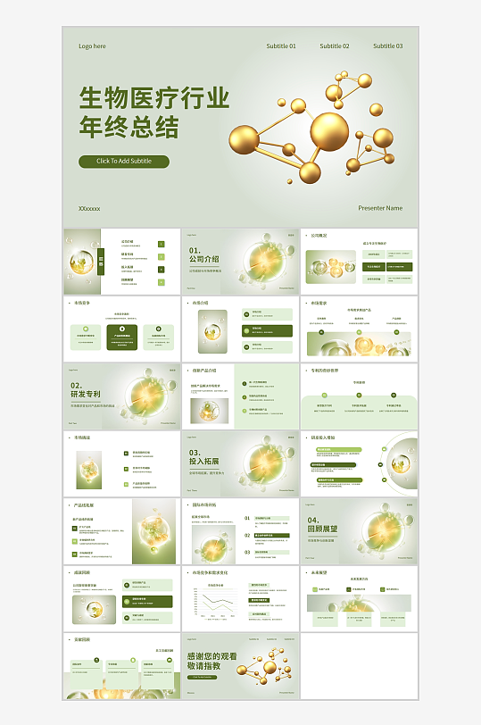 綠色生物醫(yī)療年終總結(jié)PPT模板