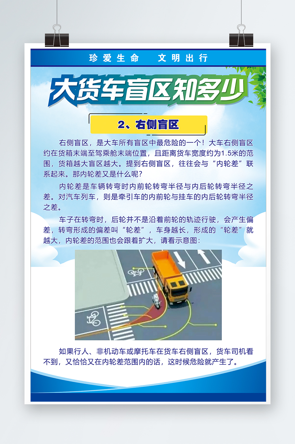 大貨車盲區(qū)知識宣傳海報其三素材