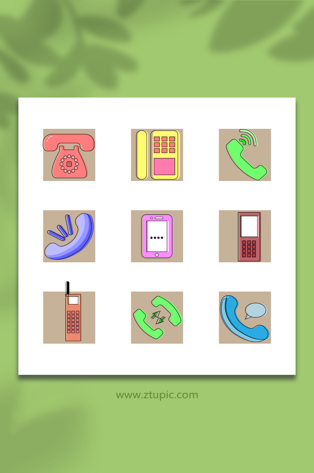 线性矢量电话通讯图标插画元素模板下载-编号4820639-众图网