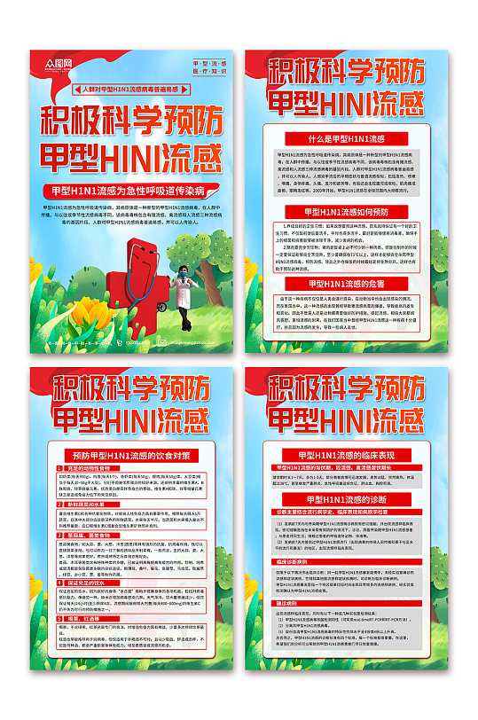 预防甲型H1N1流感防治知识海报