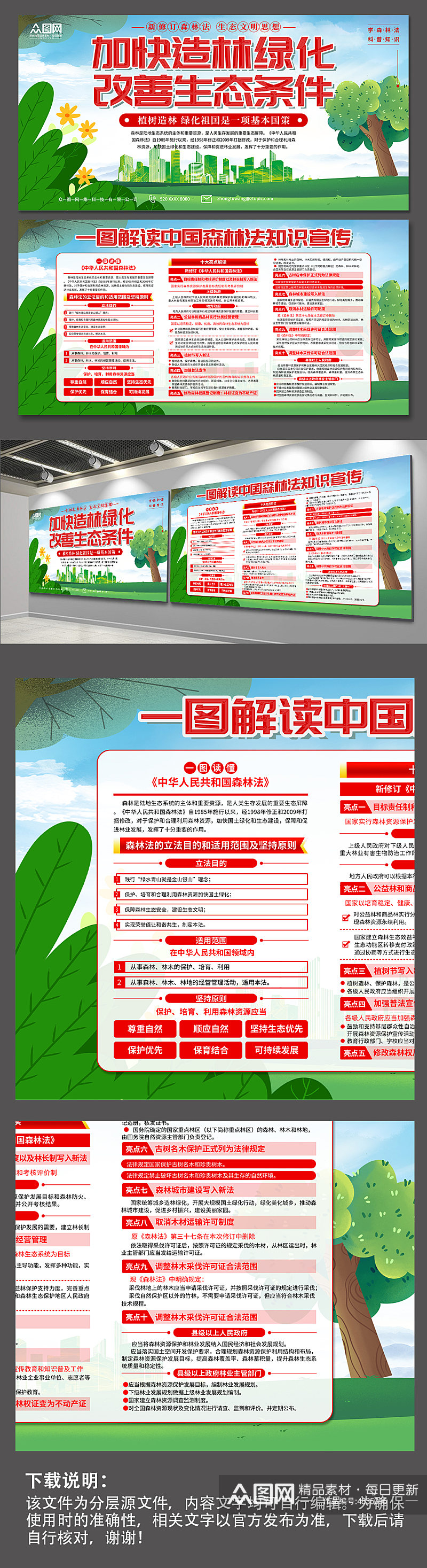 绿色中国森林法知识宣传展板素材