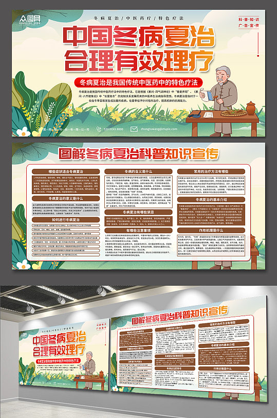 中国风冬病夏治科普知识展板