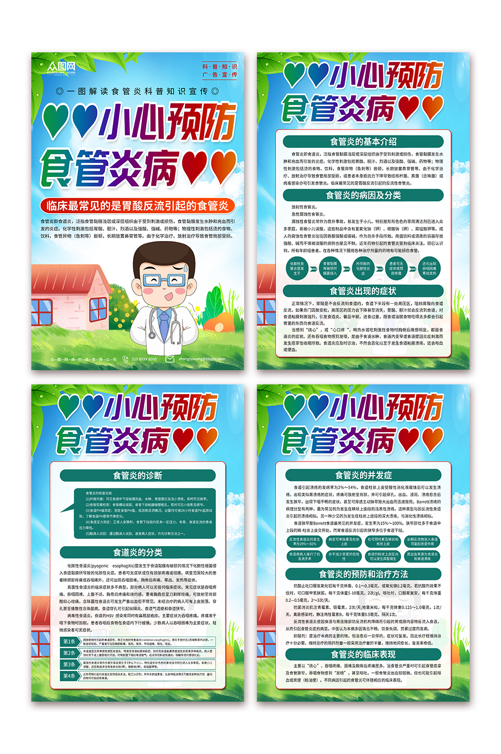 创意食管炎科普知识海报素材