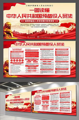 红色中华人民共和国预备役人员法党建展板