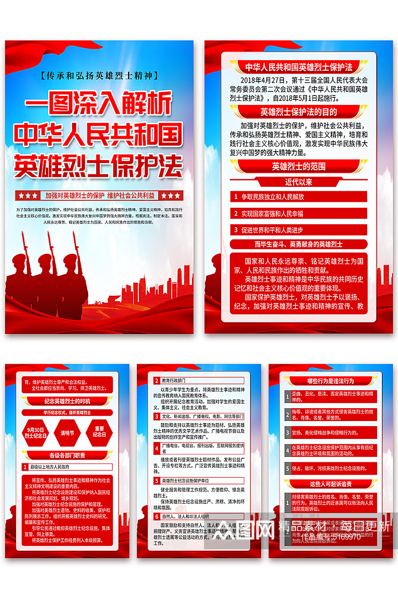 中华人民共和国英雄烈士保护法党建海报素材