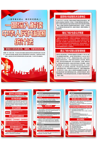 蓝色中华人民共和国统计法党建海报