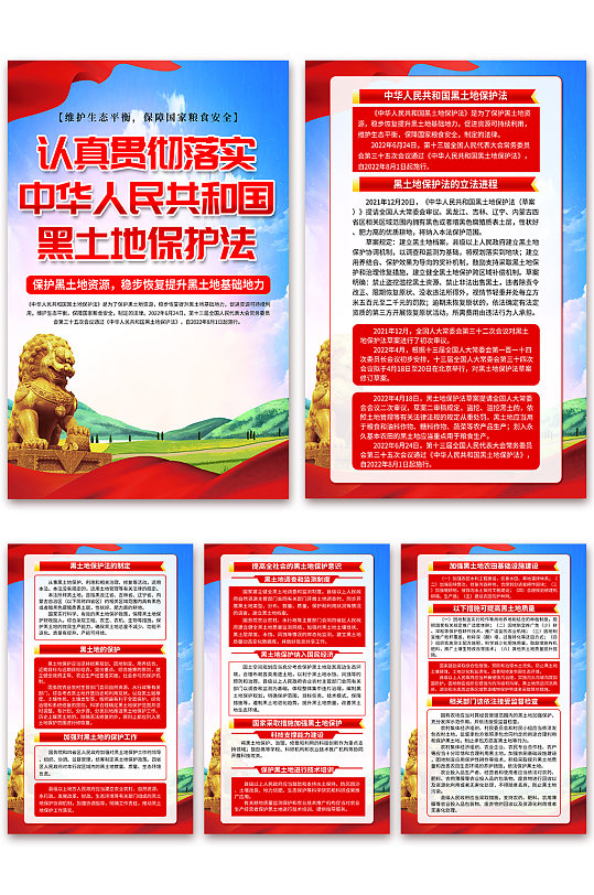 蓝色中华人民共和国黑土地保护法党建海报