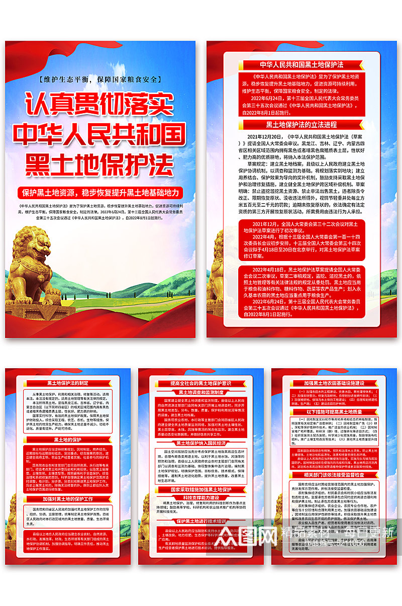 蓝色中华人民共和国黑土地保护法党建海报素材
