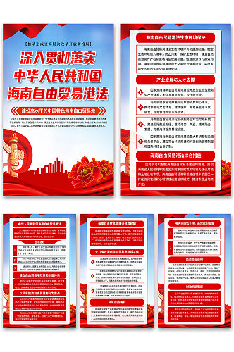 蓝色中华人民共和国海南自由贸易港法海报
