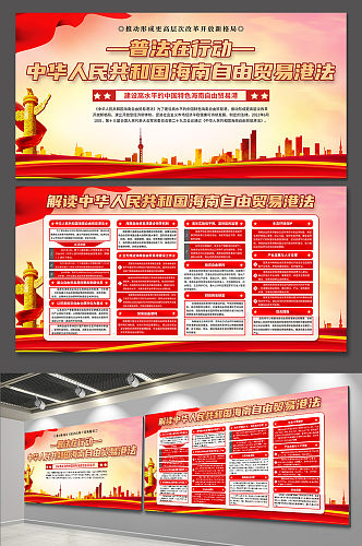 红色中华人民共和国海南自由贸易港法展板