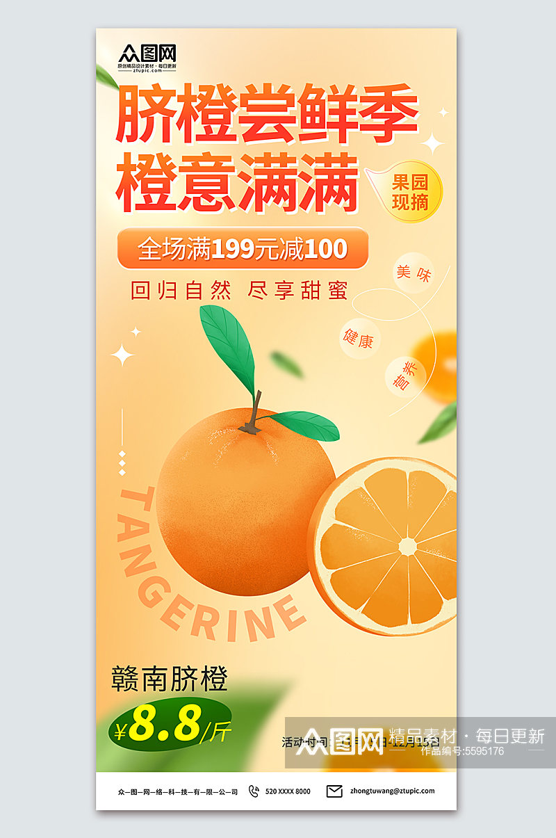 脐橙橙子水果海报素材