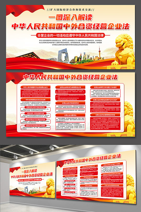 高档中华人民共和国中外合资经营企业法展板