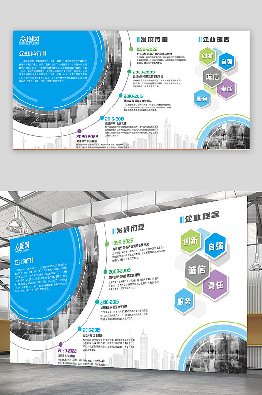 大气企业公司发展历程展板