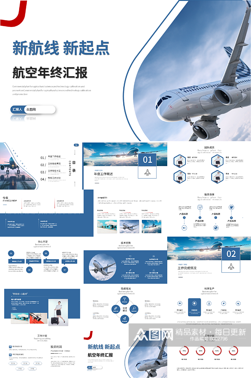 大气航天航空公司PPT模板素材