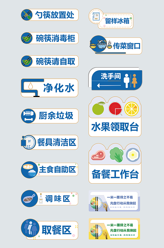 蓝色食堂餐厅门牌导视牌-众图网