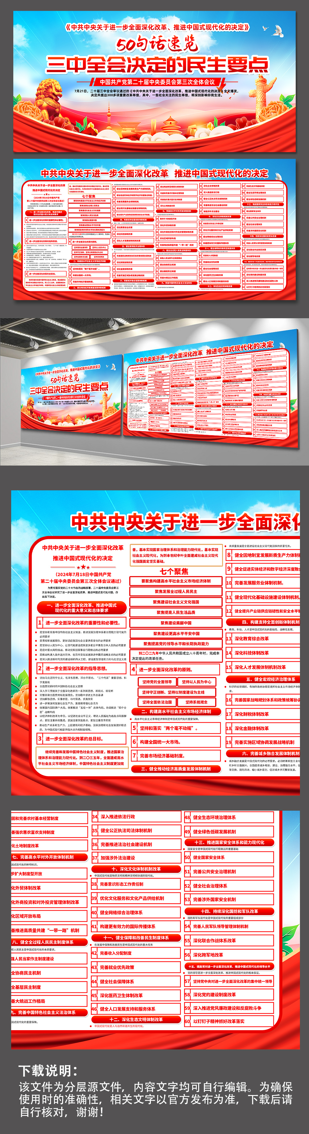 五十句話速覽二十屆三中全會民生要點展板素材