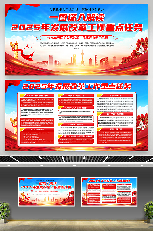2025年发展改革工作重点任务党建展板-众图网