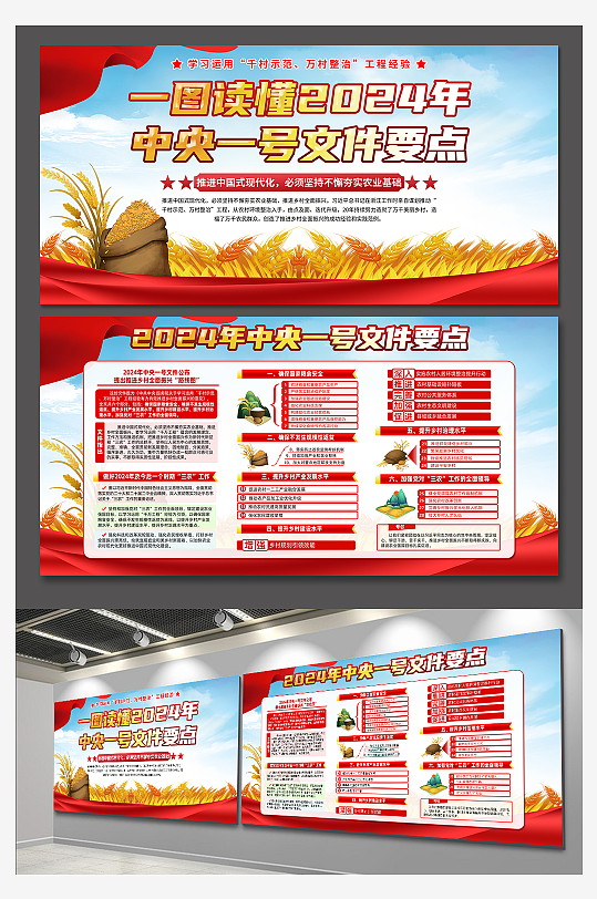 2024年中央一号文件党建展板-众图网