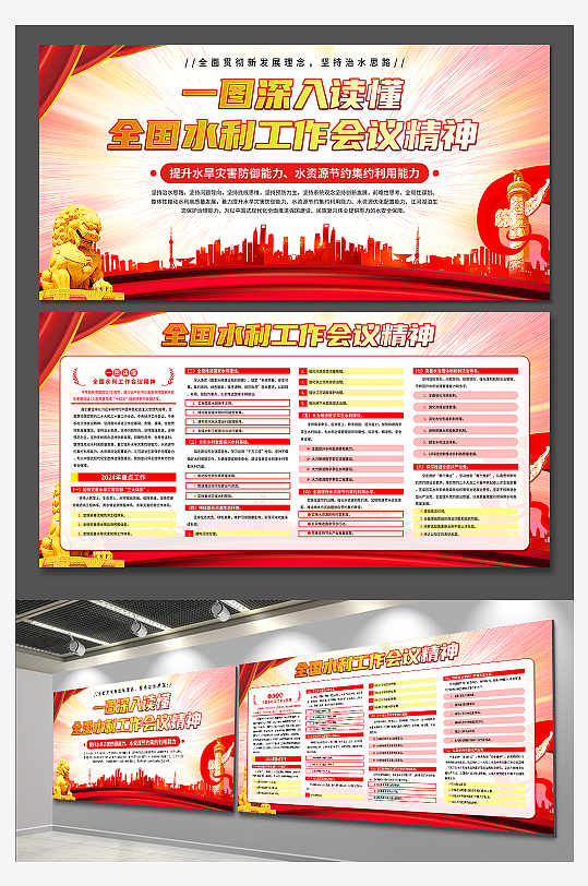 全国水利工作会议精神党建展板-众图网