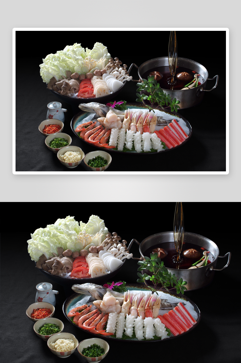 火锅汤底配料照片素材