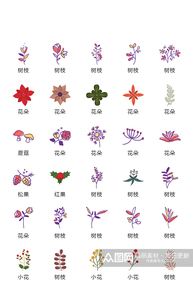 花卉电商网店图标素材