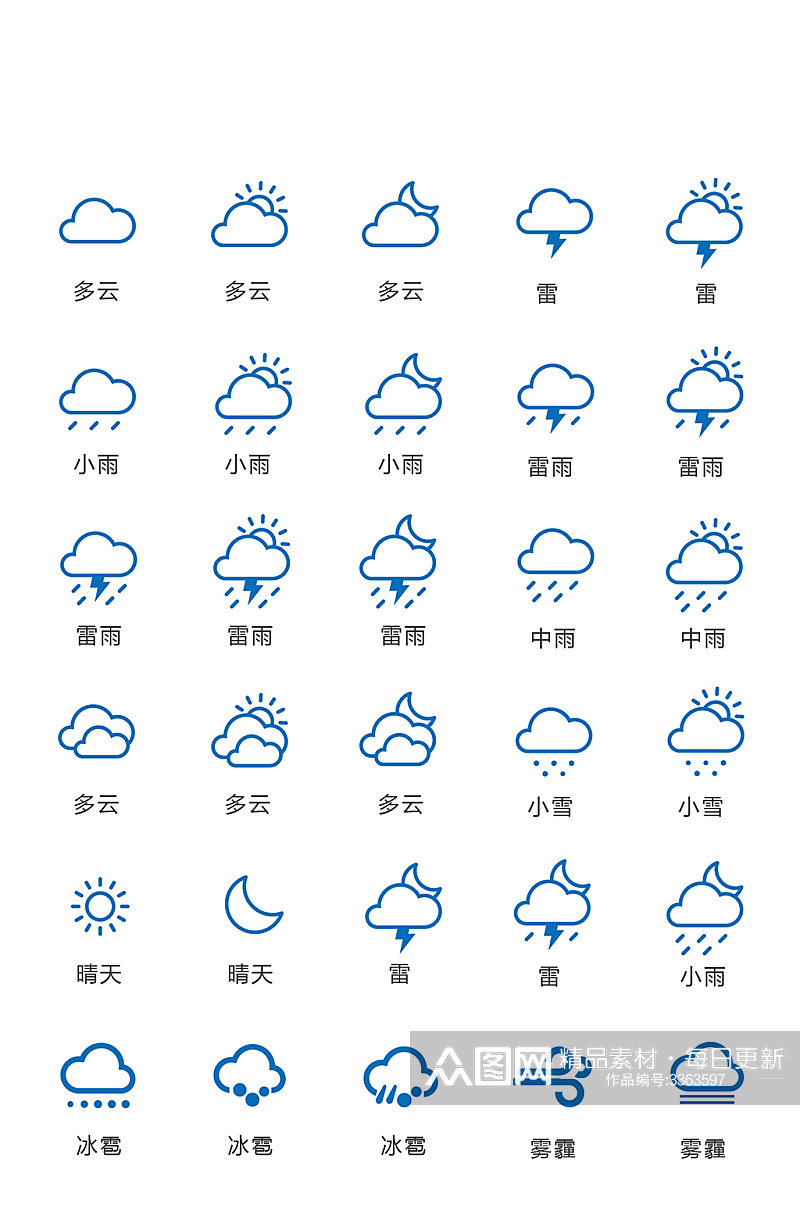 云朵网络电商扁平图标素材