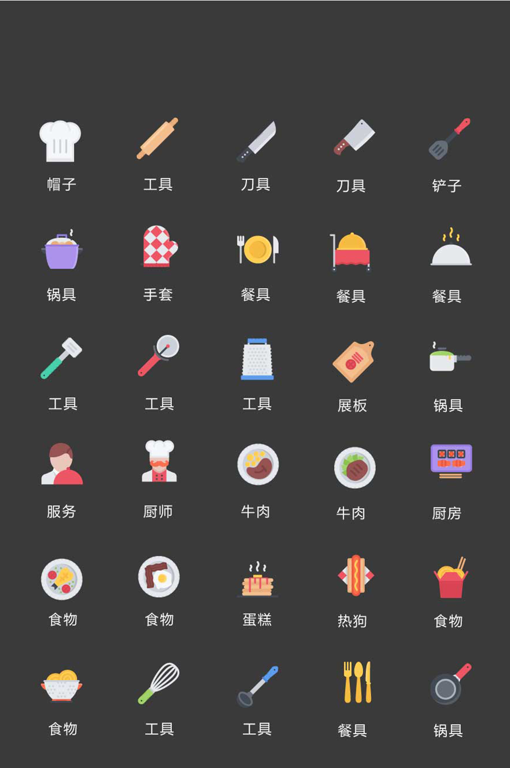 廚師手機(jī)網(wǎng)絡(luò)電商精致圖標(biāo)素材