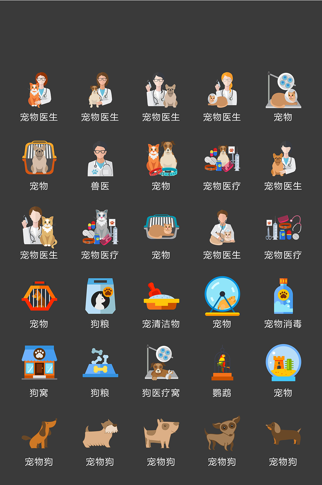 宠物医院手机电商网店图标素材