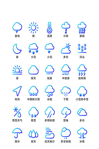 天气渐变紫色UI手机主题矢量icon图标