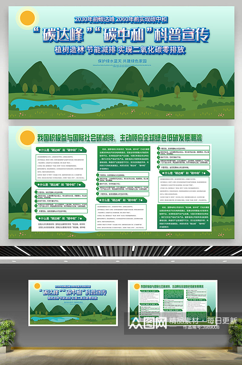 政府碳中和碳达峰围挡素材