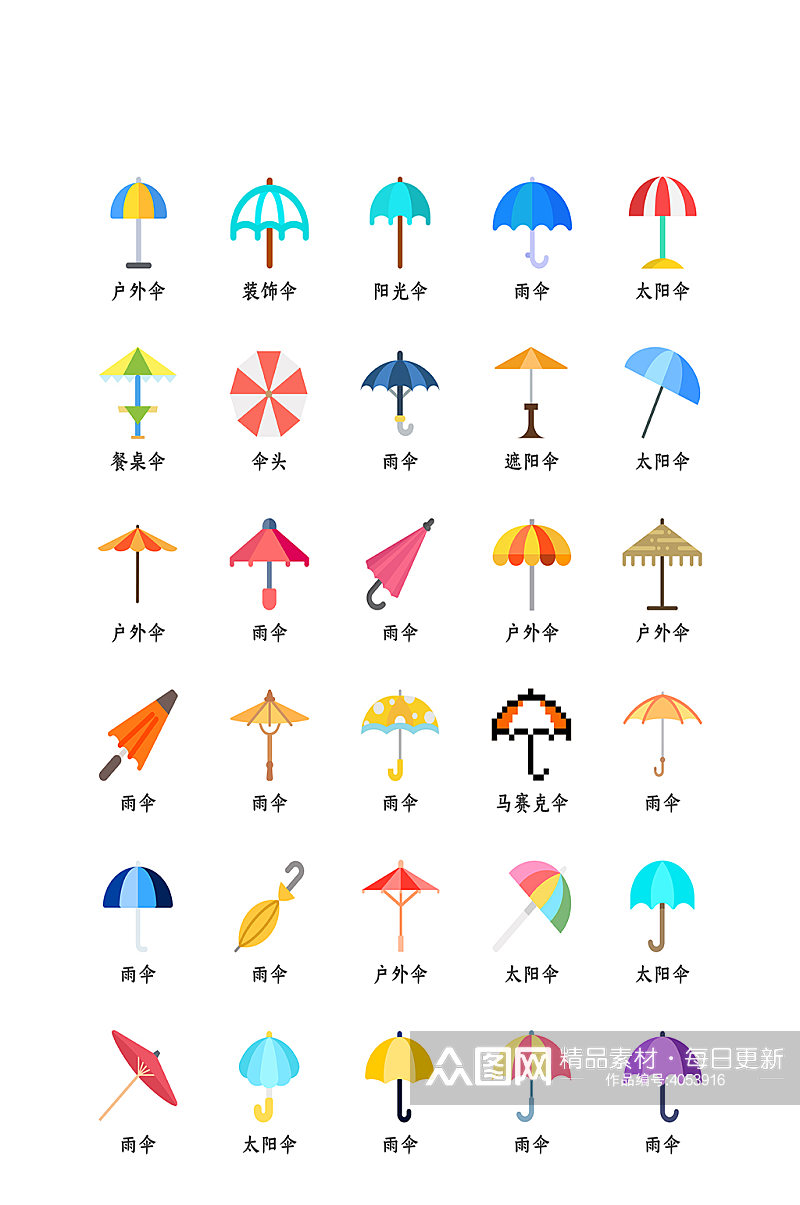 雨伞电子商务网店程序图标素材