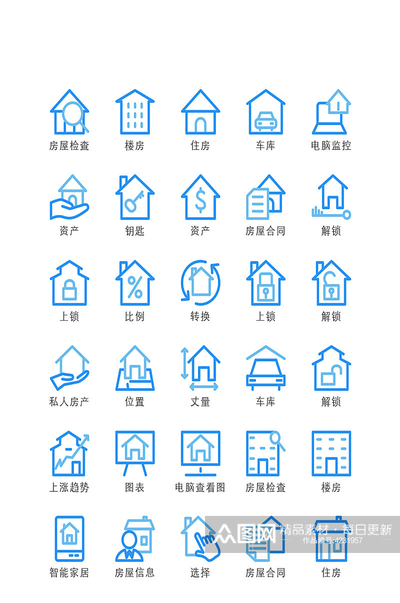 房子资产电子程序图标素材