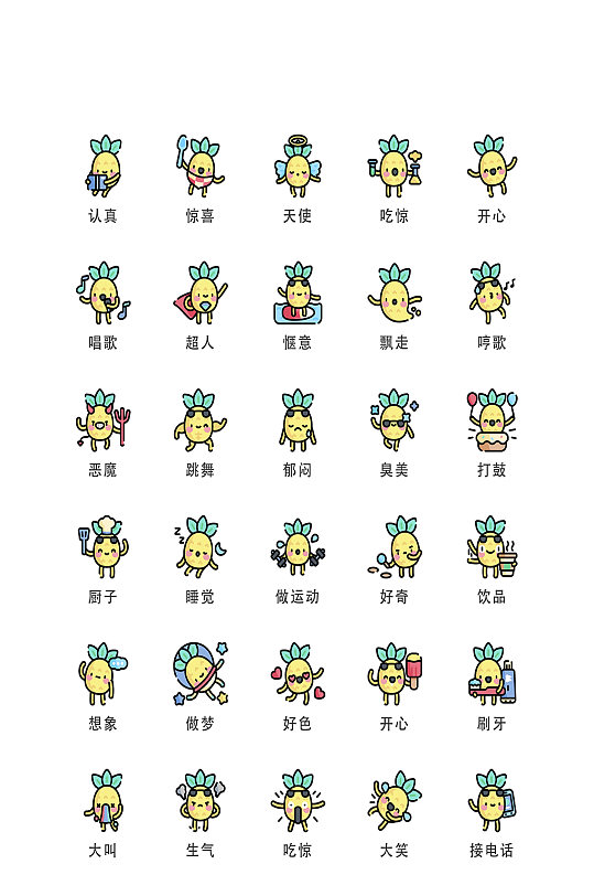 卡通表情包电子程序小图标