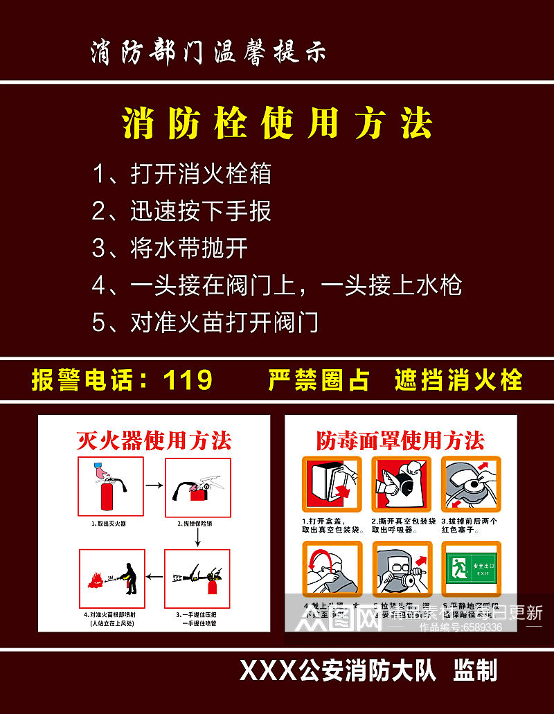 消防栓使用方法海报素材