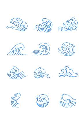 线性矢量浪花海浪波浪花纹插画元素模板下载-编号4777523-众图网