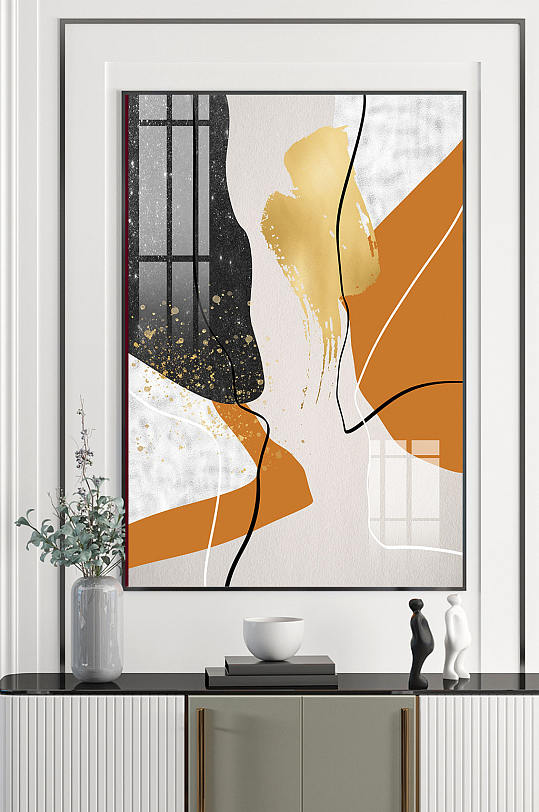 手绘几何色块装饰画-众图网