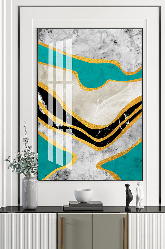 黑金抽象创意客厅装饰画