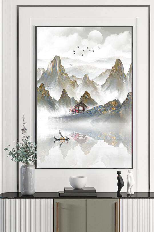 意境水墨山水风景画-众图网