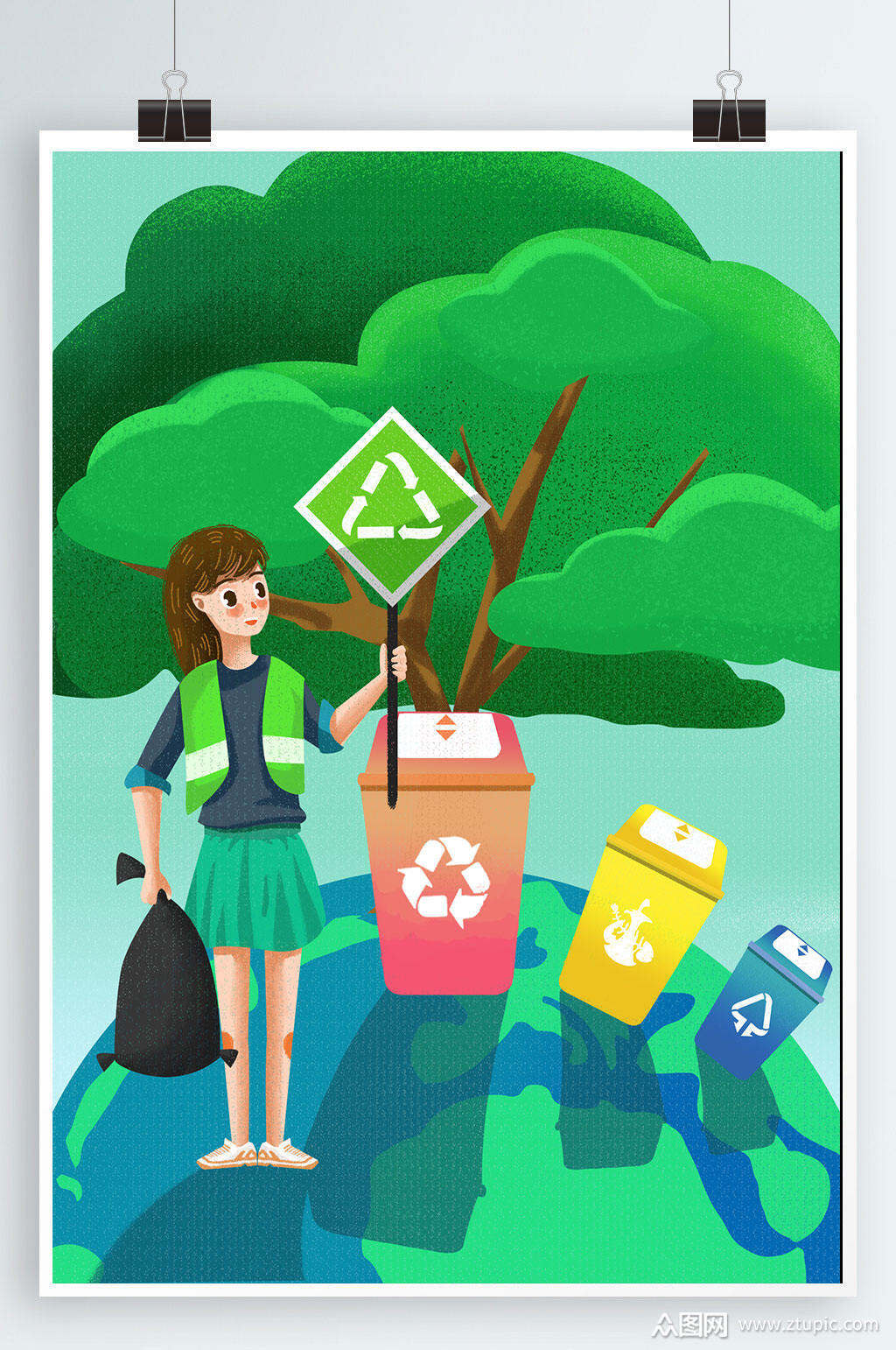 垃圾分类垃圾桶海报