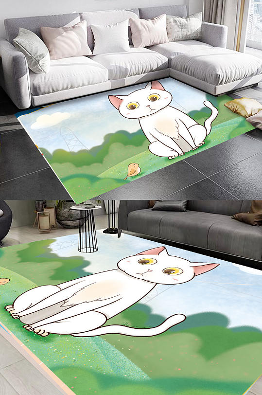 创意手绘卡通可爱猫咪猫抓印地垫
